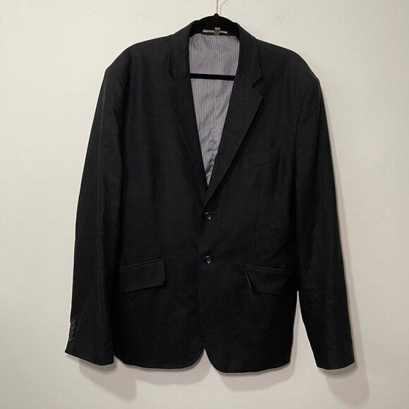 le chateau Other - Le Chateau Men's Black 100% linen corporate office double vent blazer in size 46